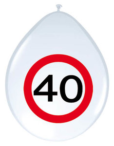 Ballonnen  30cm Verkeersbord 40 /8