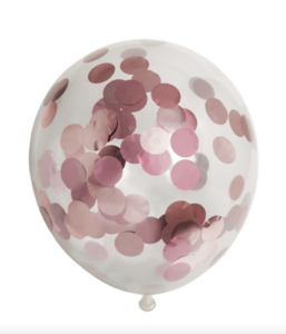 6 Confettiballoons 12" confetti metallic rose gold