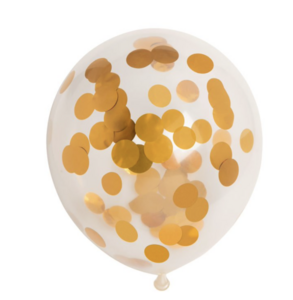 6 Confettiballoons 12" confetti metallic gold