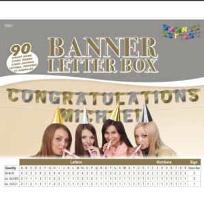 Banner letter doos goud en zilver