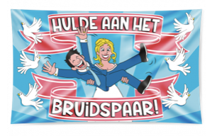 XXL Gevel vlag - Bruidspaar cartoon*