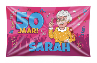 XXL Gevel vlag - Sarah cartoon