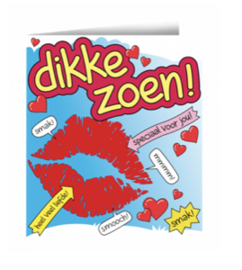 Wenskaarten - Dikke zoen cartoon