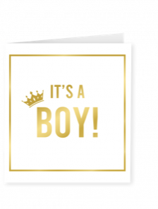 Goud/Wit wenskaart - It's a boy