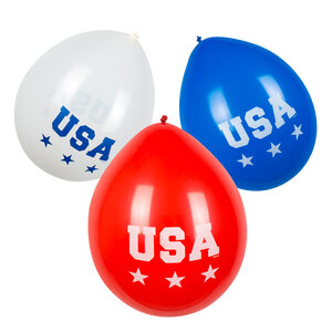 Set 6 Latex ballonnen 'USA' dubbelzijdig (25 cm)