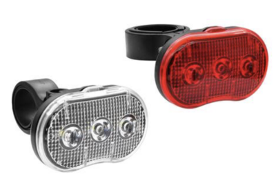 Fietslamp LED wit en rood 2 dlg