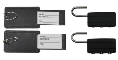 Kofferlabel + Hangslot Set 4 Dlg