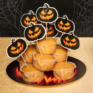 Set 10 papieren Bordjes Creepy Pumpkin (√ò 23 cm)