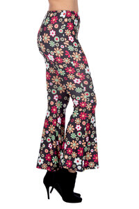 Hippiebroek zwart bloemen (V), broek