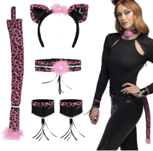 set leopard roze